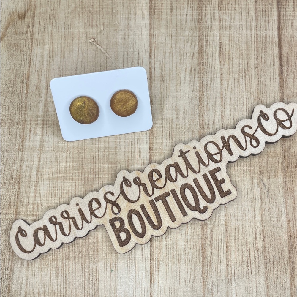 Gold Button Stud Earrings